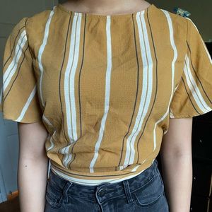 stripped yellow blouse